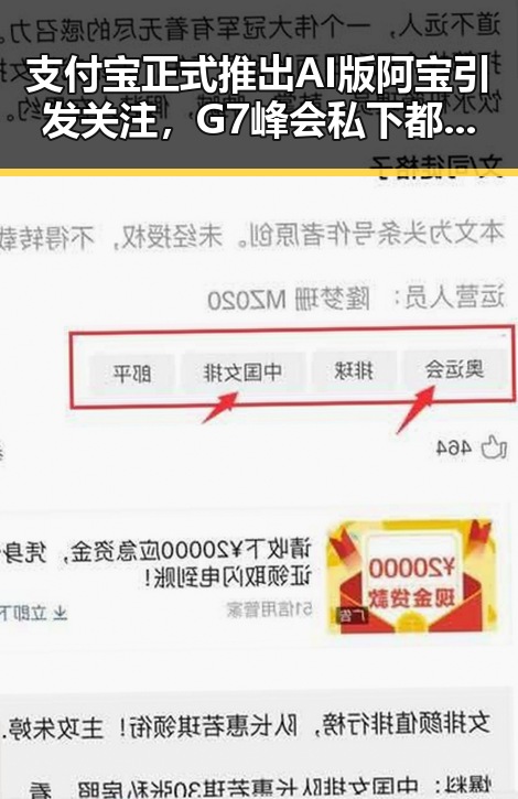 支付宝正式推出AI版阿宝引发关注,G7峰会私下都聊啥成新焦点